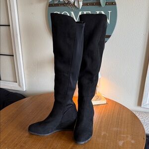 Women's Black Suede Over-The-Knee Boots Size 8.
